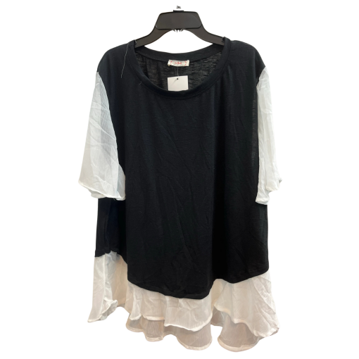 LIDA Black & White Ruffle Top 2XL - Women's Blouse