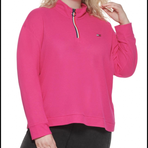 Tommy Hilfiger Pink Plus Size Pullover Sweatshirt - Women's Top