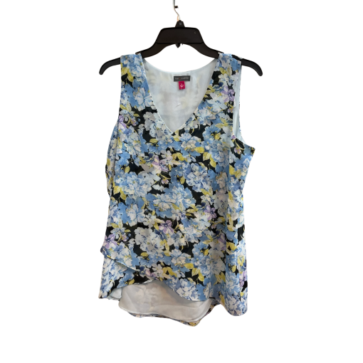 Vince Camuto Floral Tank Top Blue Small Sleeveless Blouse