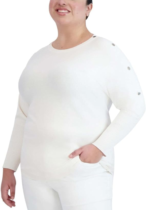 Jones New York Plus Ivory Sweater 3X - Women's Pullover Knitwear