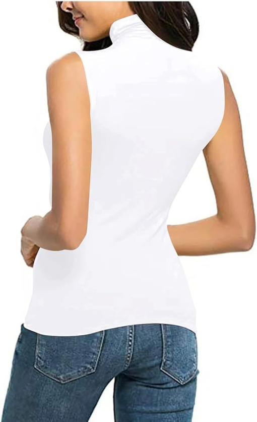 Donna Karan White Sleeveless Turtleneck Top - Size M - Women's Shirts - Image 2