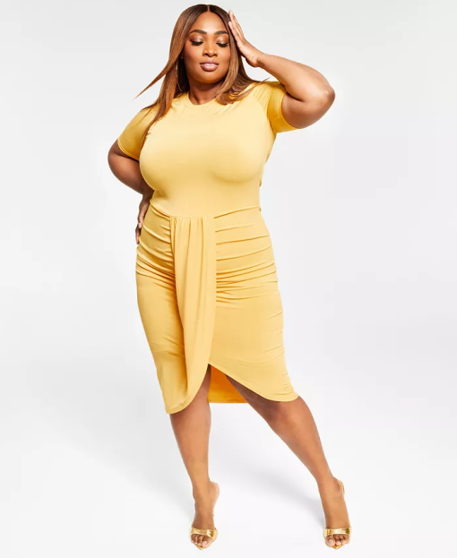 Nina Parker Plus Mustard Midi Dress 3X - Plus Size Dresses