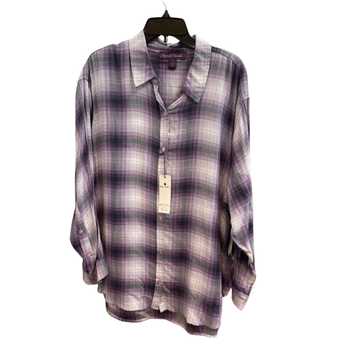 Gloria Vanderbilt Purple Plaid Button Down Shirt XL - Women's Top