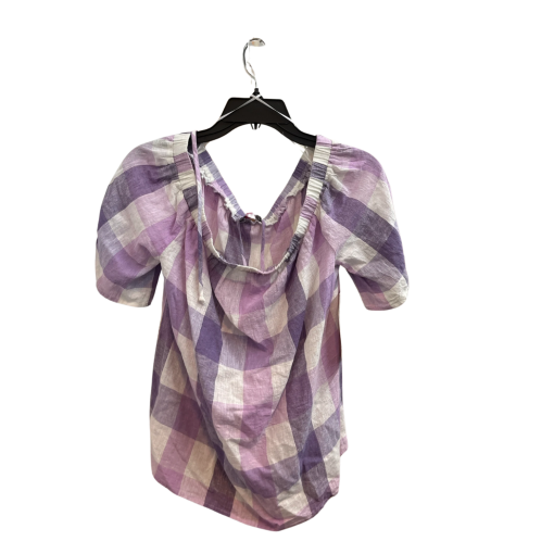 Vince Camuto Plaid Blouse Purple Small Off-Shoulder Top