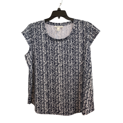 EMALINE Navy & White Print Top 1X - Women's Blouse