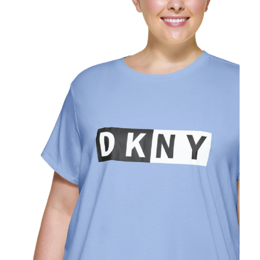 DKNY Plus Sky Blue Logo Tee Shirt - Activewear Top - 2X - Image 2