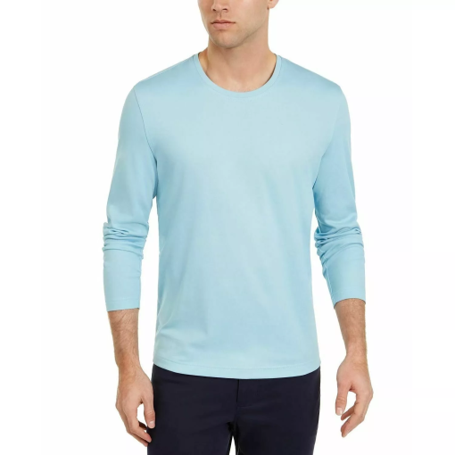 TASSO ELBA Men's Light Blue Long Sleeve T-Shirt - XXL - Casual Shirts