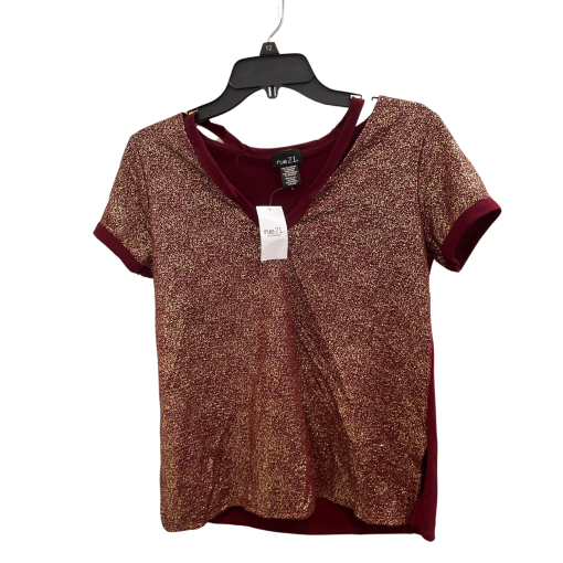 Rue 21 Burgundy Glitter Tee Shirt Medium - Women's Top