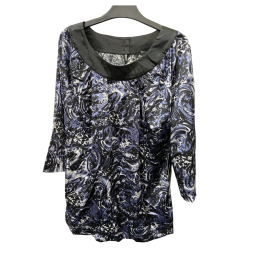 BCBG Maxazria Black & Blue Print Blouse XL - Women's Tops