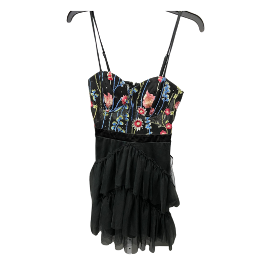 Black Floral Mini Dress - Size S - Party Dress