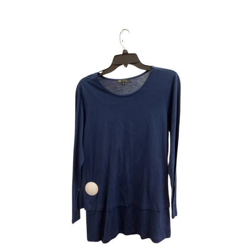 DG2 Navy Blue Long Sleeve Top, Size M, Women's Blouse