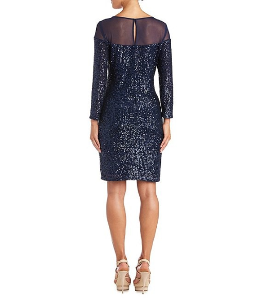 R&M Richards Navy Sequin Cocktail Dress Size 12 - Party Dress