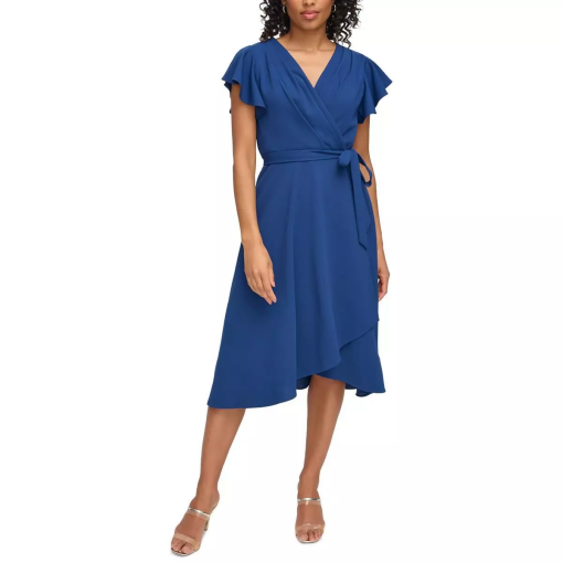 DKNY Blue Wrap Dress Size 4 - Midi Dress for Women