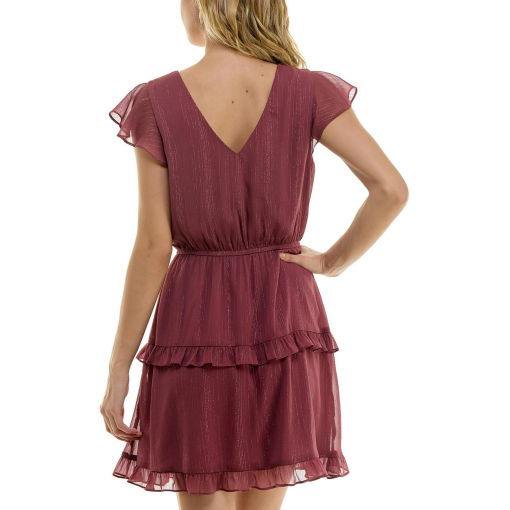 BCX Burgundy Tiered Mini Dress - Juniors Size M - Party Dress - Image 2