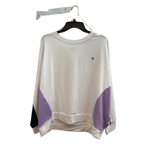 AK Sport White & Purple Colorblock Sweatshirt - Medium - Women's Top