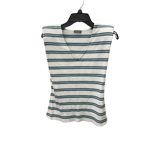 Vince Camuto White Striped Ribbed Tank Top - Size L - Women's Top