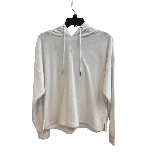 Calvin Klein White Hoodie Sweatshirt, Size L, Women's Pullover