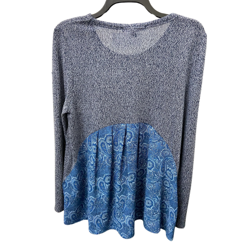 Zac & Rachel Petite Blue Sweater Top PM Paisley Hem Women's - Image 2