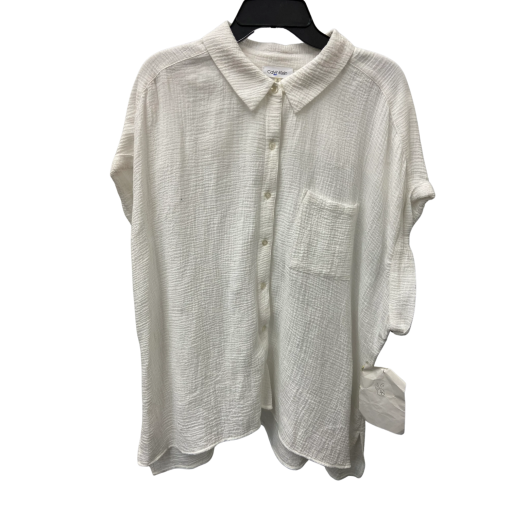 Calvin Klein White Gauze Button Down Shirt Plus Size Top