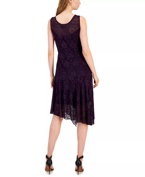 Connected Apparel Purple Floral Midi Dress Size 14 - Cocktail Dress - Image 2