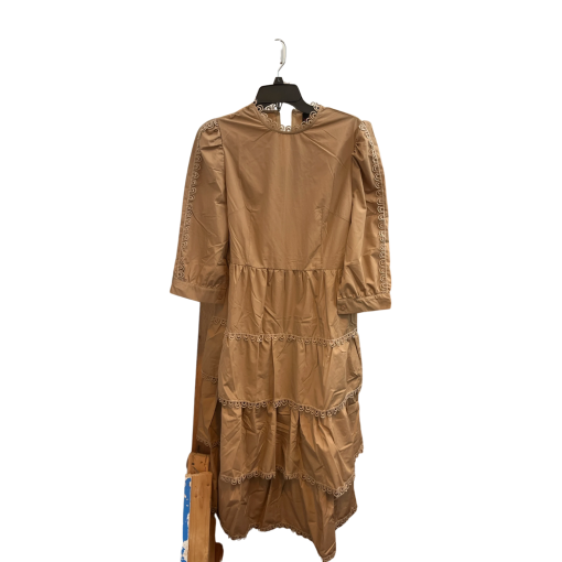 Nby Nancy Tan Midi Dress - Size S - Tiered Dress for Women