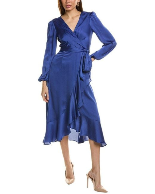 Tahari ASL Blue Wrap Midi Dress Size 6 - Cocktail Dress