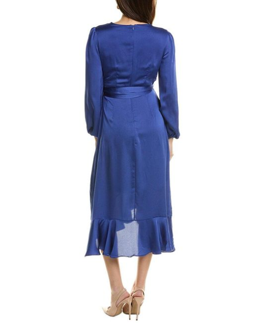 Tahari ASL Blue Wrap Midi Dress Size 6 - Cocktail Dress - Image 2