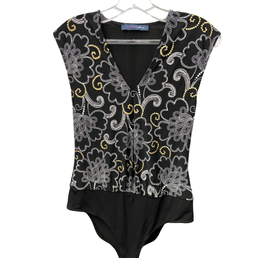 Tommy Hilfiger Black Floral Bodysuit - No Size - Women's Top