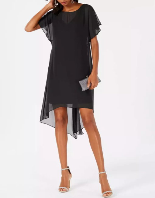 Adrianna Papell Black Chiffon Cocktail Dress - Party Dress