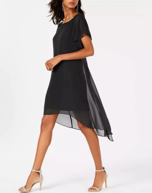 Adrianna Papell Black Chiffon Cocktail Dress - Party Dress - Image 3