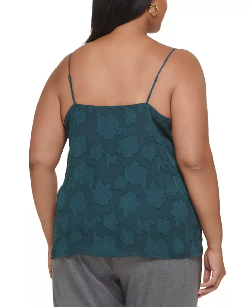 Calvin Klein Plus Green Jacquard Cami Top - Plus Size Blouse - Image 2