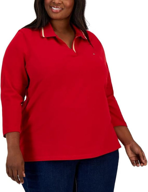 Tommy Hilfiger Plus Red Polo Shirt 2X - Women's Tops