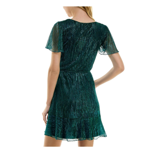 City Studio Green Metallic Wrap Dress - Small - Party Dress - Image 2