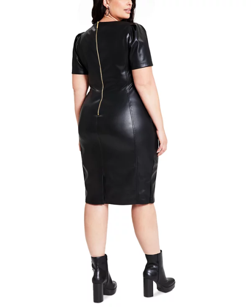 Calvin Klein Plus Black Faux Leather Dress - Women's Sheath Dress - Image 2