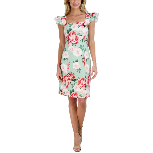 Donna Ricco Mint Floral Dress Size 16 - Women's Cocktail Dress