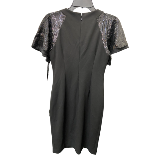 Calvin Klein Black Sequin Sleeve Dress Size 4 - Cocktail Dress - Image 2