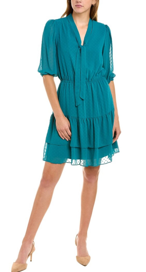 Nanette Lepore Teal Swiss Dot Mini Dress Size 4 - Women's Dresses