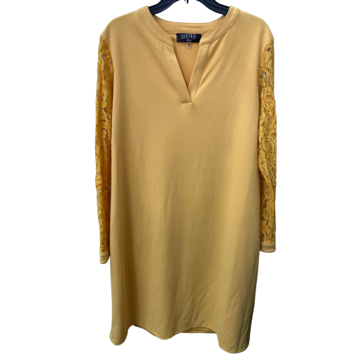 Kasper Yellow Lace Sleeve Dress XL - Women's Dresses