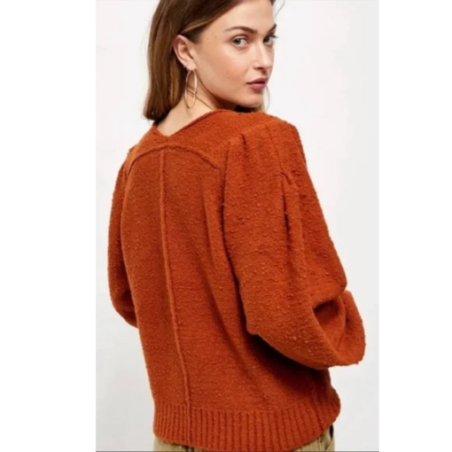 Free People Rust V-Neck Sweater - Women's Clothing - S - Image 2