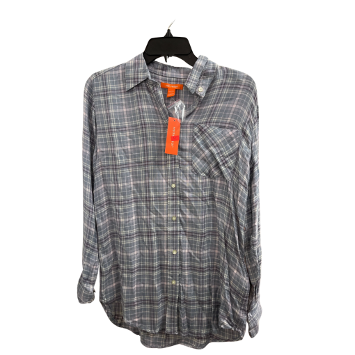 Joe Fresh Plaid Button Down Shirt XS Gray Women's Top