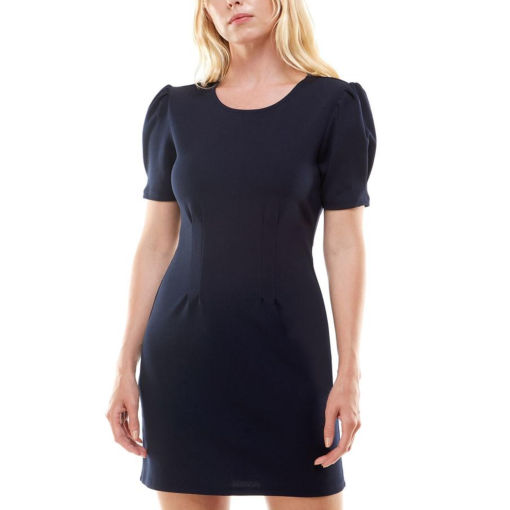 City Chic Navy Puff Sleeve Dress - XXS - Women's Dresses