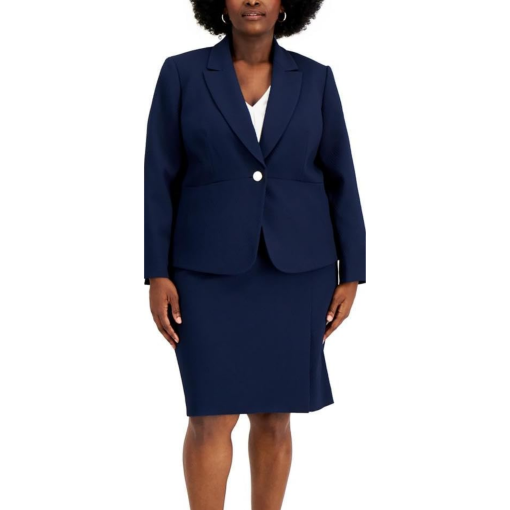 Le Suit Plus Navy Skirt Suit - Plus Size 22W - Women's Suits