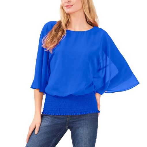 Blue Butterfly Sleeve Blouse XS - Women's Tops