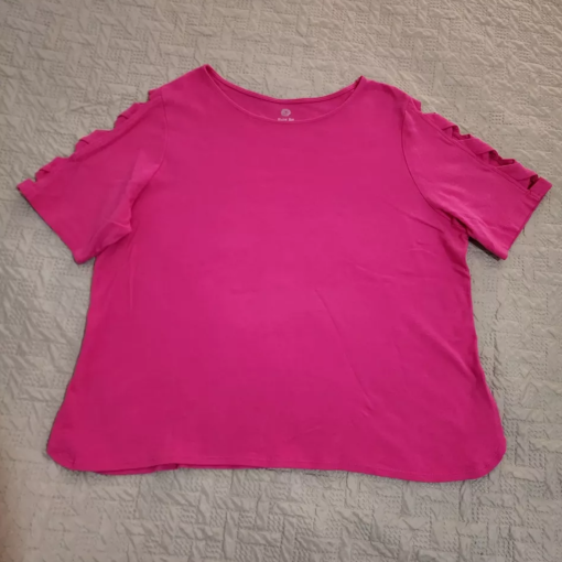 Ruby Rd Pink Cutout Sleeve Top - Size S - Women's Tee