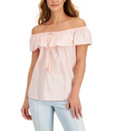 Style & Co Off-the-Shoulder Top - Pink XL - Women's Blouse