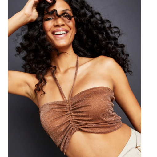 ROYALTY By MALUNA Bronze Ruched Halter Top - Small - Party Top