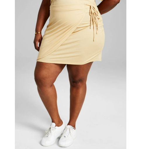 And Now This Plus Size Beige Wrap Skirt - Size 4X - Mini Skirt