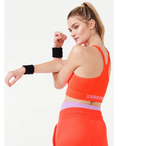 Love & Sports Orange Seamless Sports Bra L Workout Top - Image 2