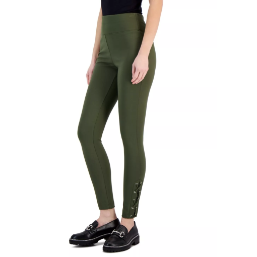 I.N.C. Olive Green Lace-Up Skinny Pants - Size M - Women's Leggings