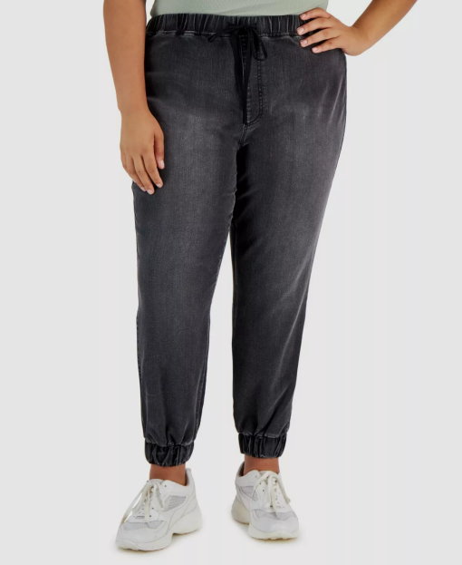 Tinseltown Plus Denim Jogger Pants - Hailstone Wash 2X - Women's Jeans